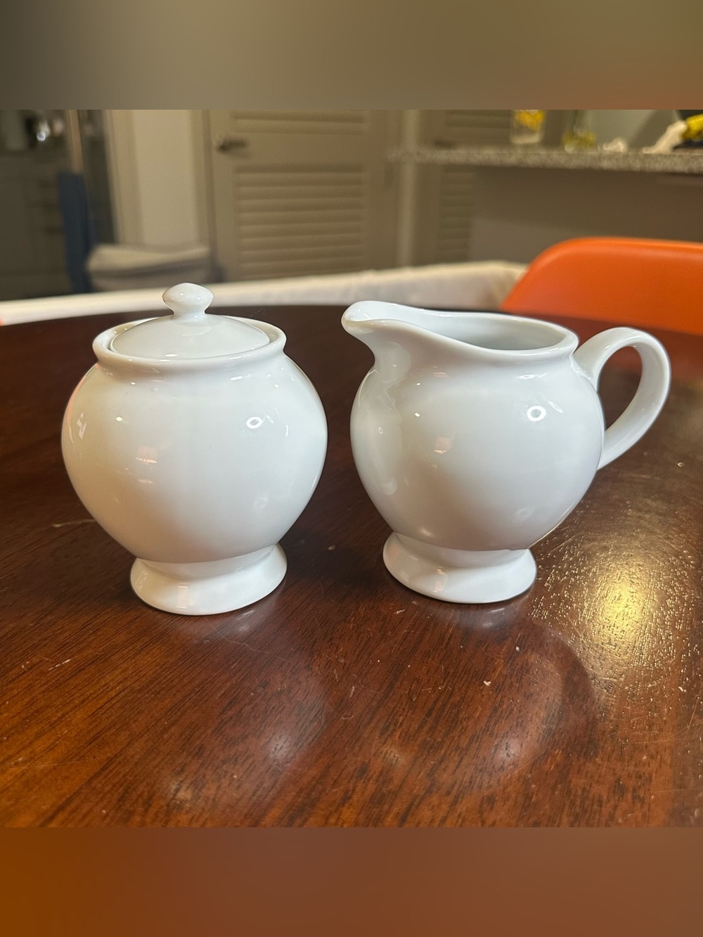 Caterer's Great White Porcelain Cream & Sugar Set Pottery Barn EUC